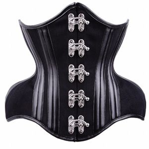 RESTYLE black vegan leather look 20” corset